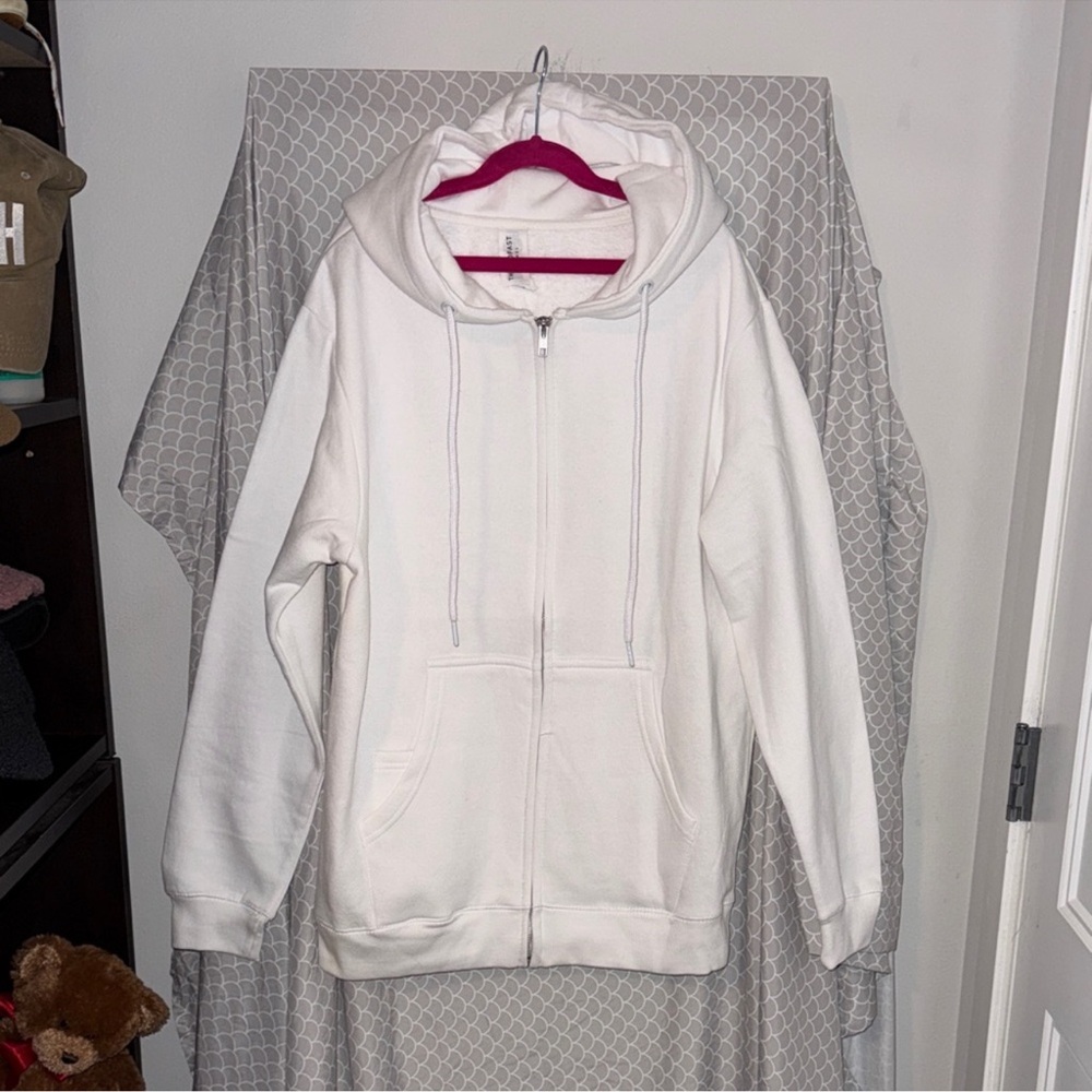 💚 SALE NWOT Threadfast White Zip-Up 3 Pocket Hoodie M